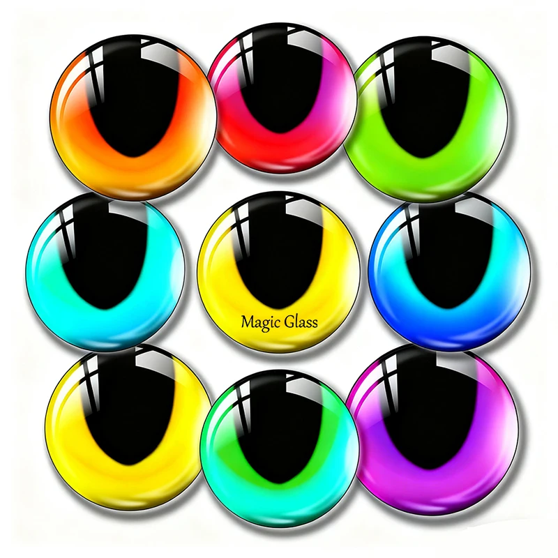 

8mm 10mm 12mm 18mm 20mm 25mm 30mm 40mm Photo Glass Cabochon Pattern Round DIY Jewelry Accessories Cameo Animal Eyes