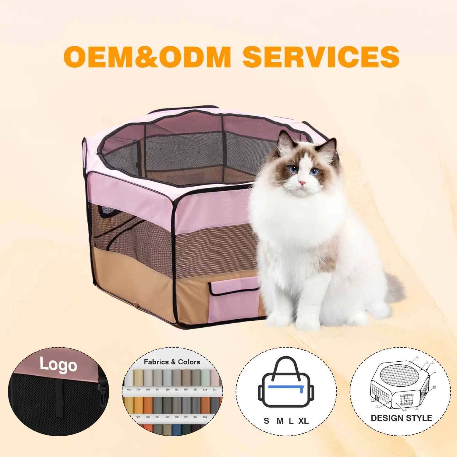 STLFCustomization Color Portable Pet Playpen Pet Tent Small Animals Soft Fabric Foldable Octagonal Cloth Play Tent