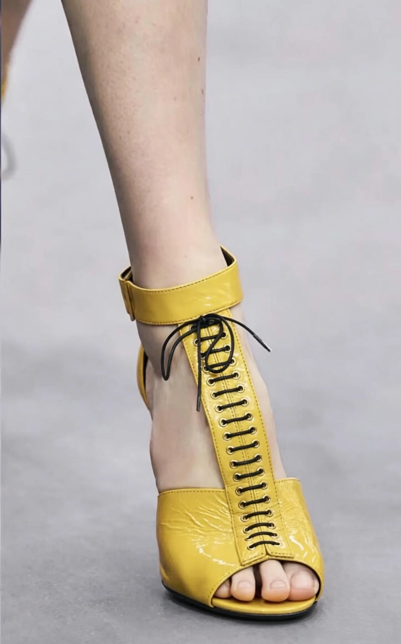 Patent Leather Peep Toe Summer Women Sandals Stiletto High Heels Buckle Strap Design Large Size New Model Fashion Show Shoes