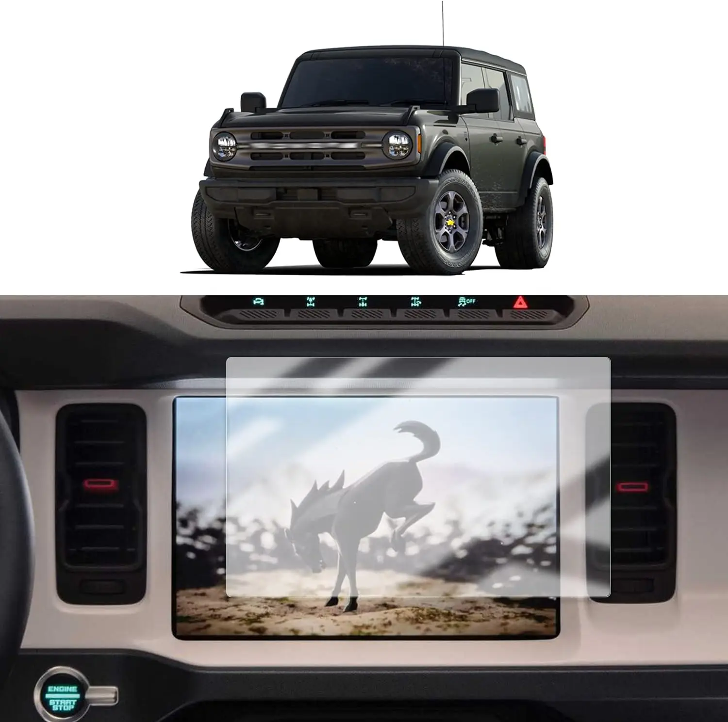 

Автомобильный ЖК-дисплей и gps-навигатор для Ford Bronco /Ford Bronco U725 2024 12inc, Климатическое закаленное стекло, Защитная пленка для сенсорного экрана