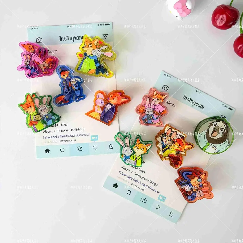 

Random3 шт. Disney Zootopia Judith Hopps Nick Wilde акриловый двусторонний держатель для заметок Pp зажим для сумки украшение друг подарок на день рождения