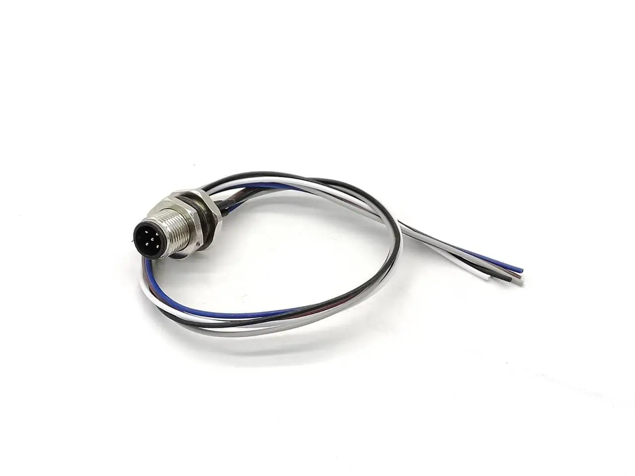 M12 5Pin Panel Mount Connector A-Coded Wires 30CM AWG22 Shield