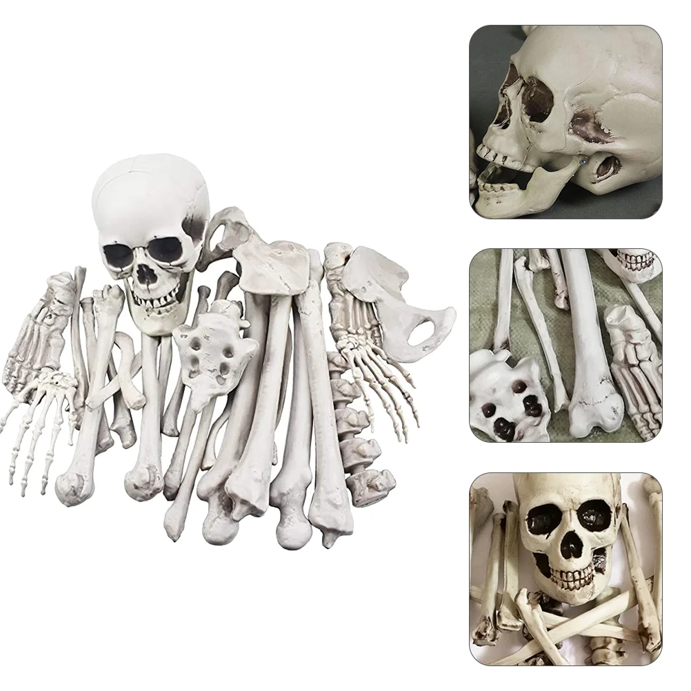 

28 Pieces Halloween Decoration Plastic Bones Humans Skull for Haunted House Ornaments