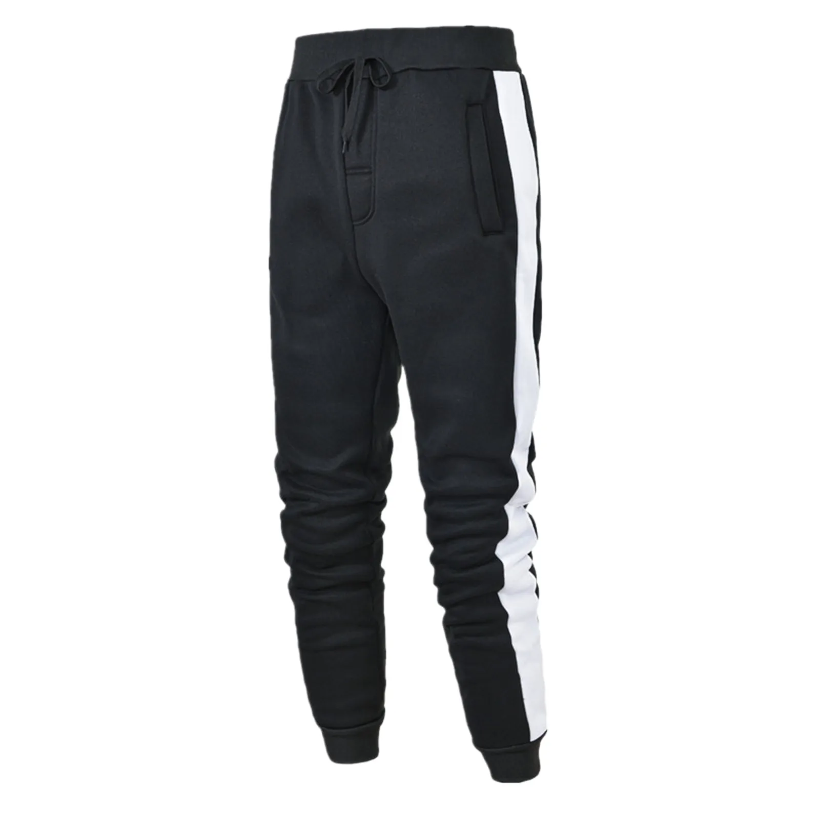 Calça casual justa masculina, pés encadernados, listras preto e branco, versão coreana, nova tendência, primavera e outono, 2024