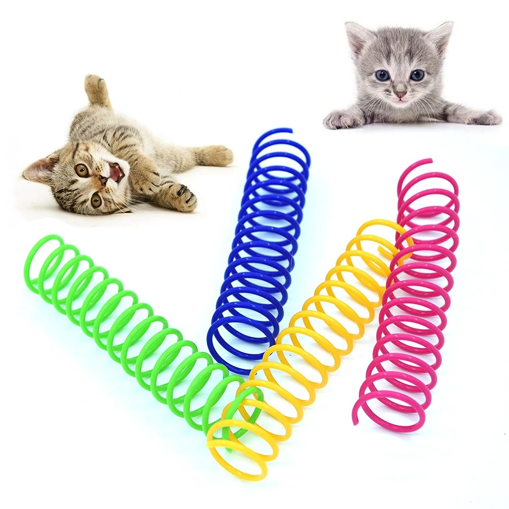 

4Pcs/Bag Extended Cat Color Plastic Spring Pet Cat Toys Interactive Pet Products for Cats Pet Cat Supplies Pet Products