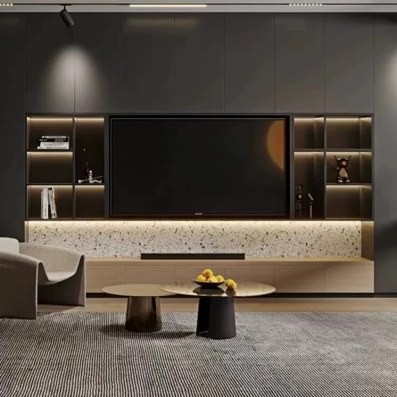 Customized stainless steel niche TV cabinet wine cabinet background decorative wall rack living room baffle back plate embedded