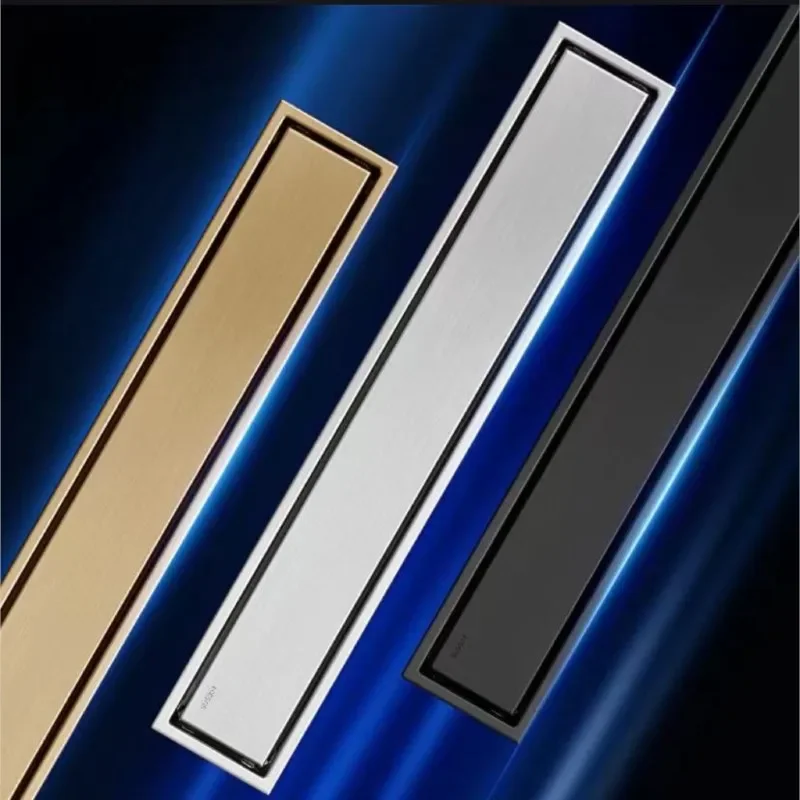 304 Stainless Steel Hidden Long Floor Drain 10cm Wide Gold Shower Room Long Anti-odor Invisible Floor Drain 20-60cm