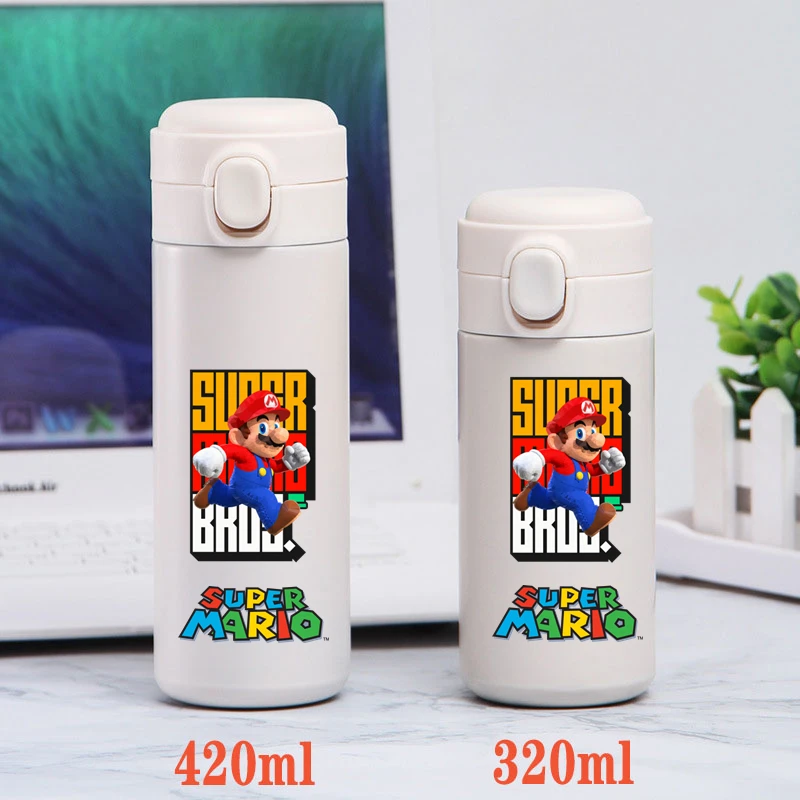 320/420ML Super Mario Bros.Stainless Steel Water Cup Vacuum Thermos Cup Travel Portable Insulated Bottle Keep Warm Cold Cartoon