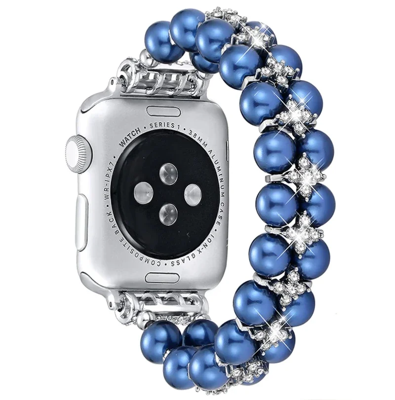 Perlenarmband für Apple Watch Band 8 Ultra Perlen 49 mm Damen Stahlschmuck Elastisch Iwatch Serie 7 6 SE 5 4 3 44 mm 40 mm 42 45 mm