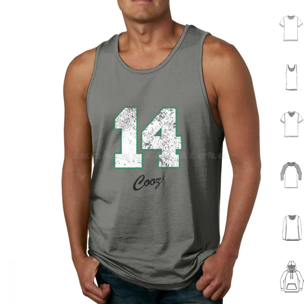 Numbers-Cooz No. 14 Tank Tops Print Cotton Boston Basket Green Green Cooz Bob Cousy The Houdini Of The Hardwood