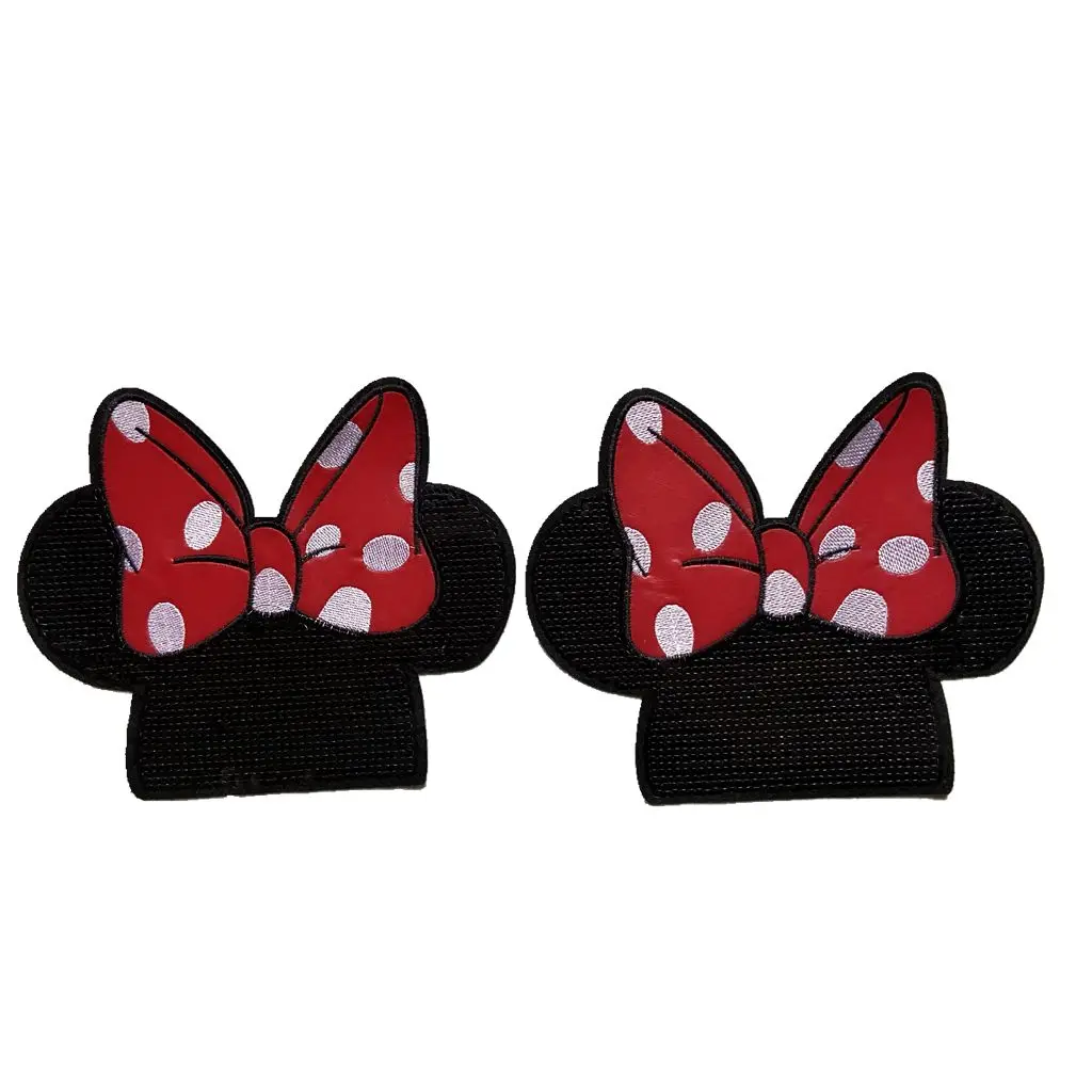 RED BOW WITH BLACK SEQUINED MKY PATCH LOGO Fabric Accessories Parch Badges Clothing Patches BADGE Embroidery Appliques Patch