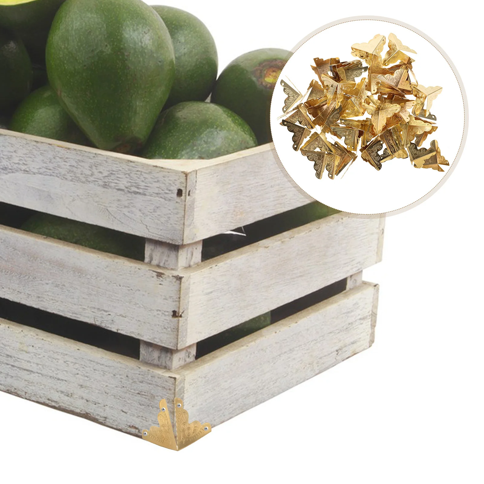 

100Pcs Retro Box Corner Protectors Metal Vintage Decorative Guards for Wooden Jewelry Boxes Style Stair Dust Corners