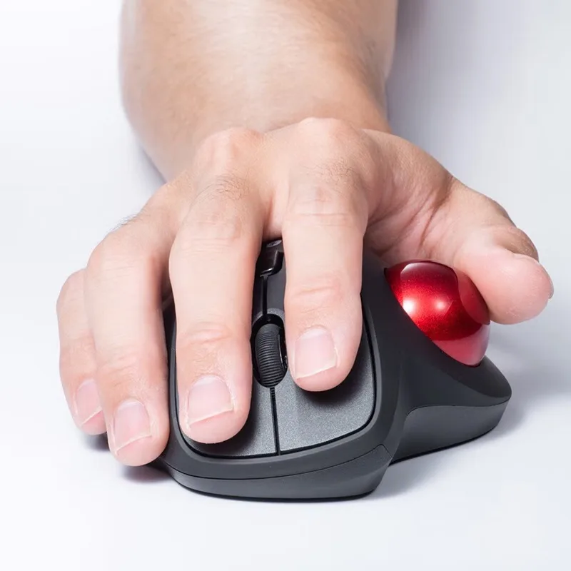 Trackball mouse 15  tilt, full button soft tone, thumb operation 4-speed DPI drawing design CAD 34mm sphere GMATB128