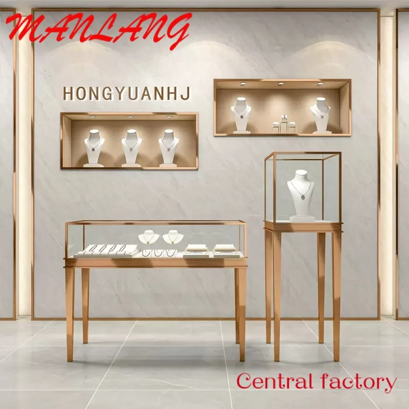 Custom  Free Design Luxury Retail Store Display Colorful Cabinets Glass Metal Jewelry Showcase Kiosk