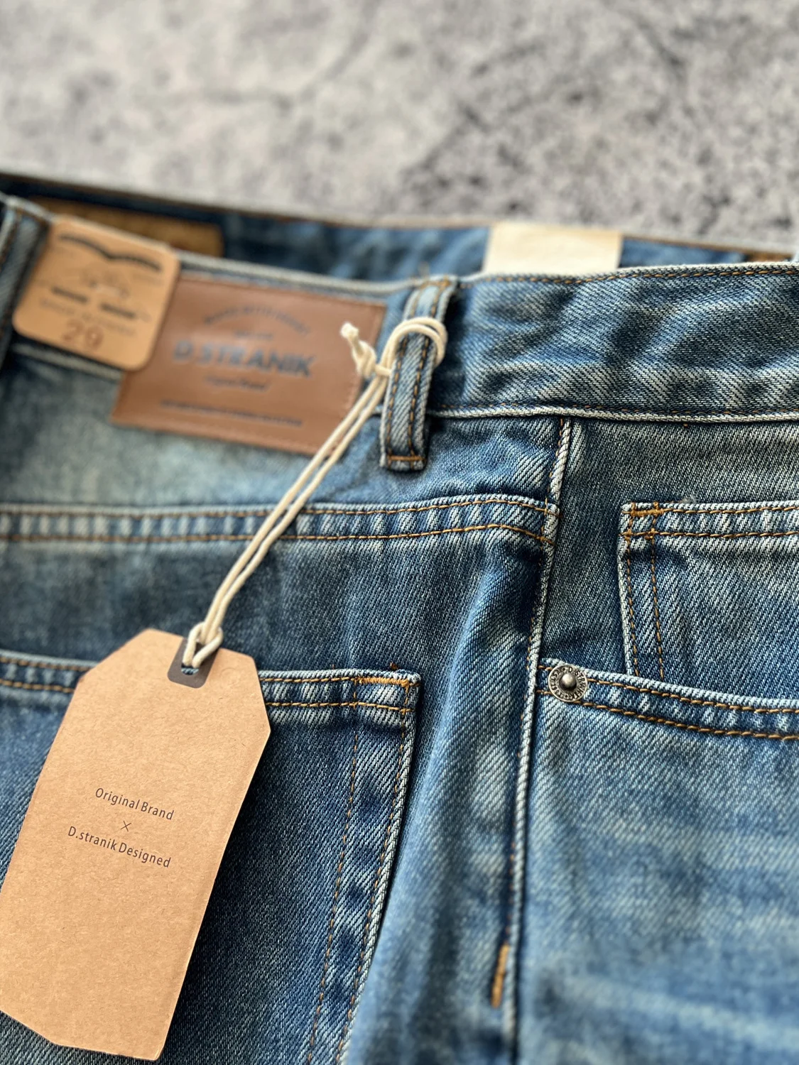 Blue Washed Comfortable Pure Cotton Men's Straight Leg Jeans Basic Style Five Bags Detail Quality Craftsmanship Casual Wear