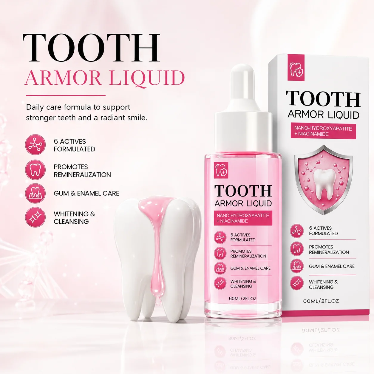 Nano-Hydroxyapatite Tooth Remineralizing Liquid Strengthen Enamel Soothes Teeth Sensitivity Prevent Cavity Teeth Whitening Care