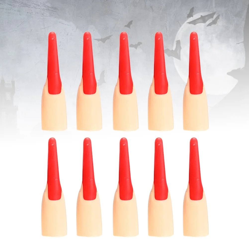 10pcs Artificial Witch Zombie Finger Cover Halloween Scary Decoration Party Props Randon Color Halloween Finger Cover