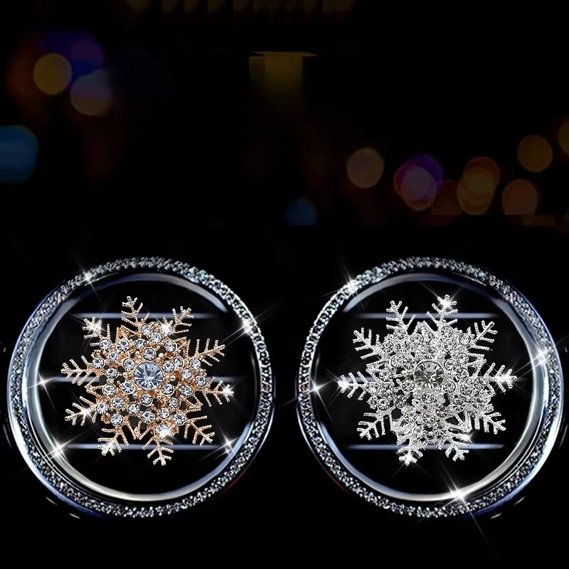 عطر منفذ الهواء ندفة الثلج لعيد الميلاد مع زينة مكيف هواء السيارة مرصعة بالألماس #3