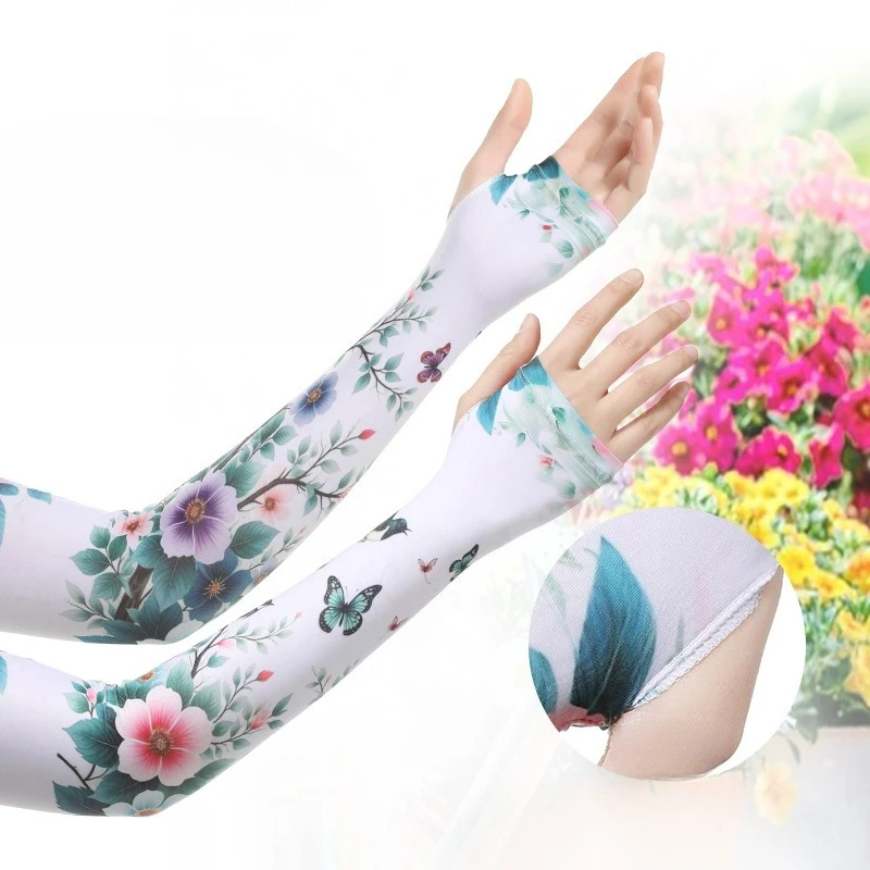 

Садовые солнцезащитные рукава для женщин, садовые цветы, солнцезащитный козырек, крутой уличный солнцезащитный крем из ледяного шелка, ледяные рукава