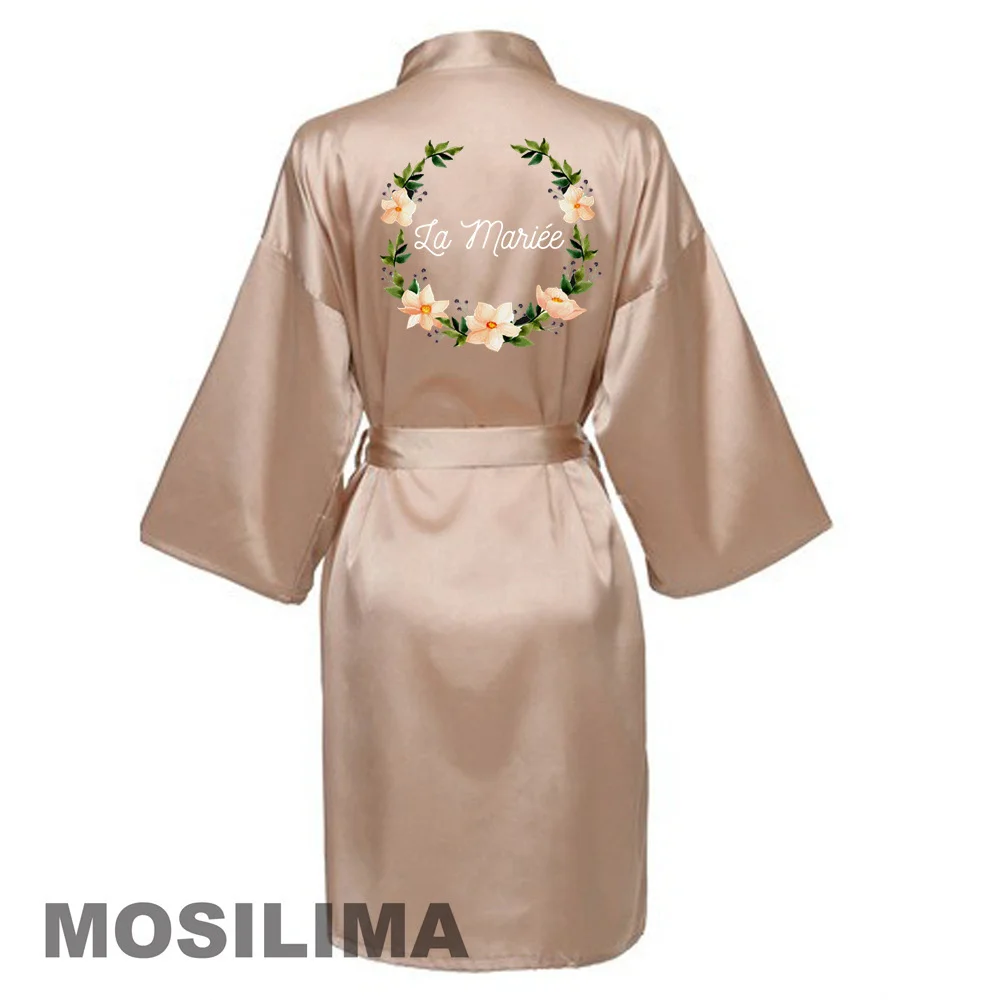 Bride Bridesmaid Wedding Robe Kimono Bathrobe Gown Nightgown Casual Satin Short Women Sexy Nightwear Sleepwear SP230