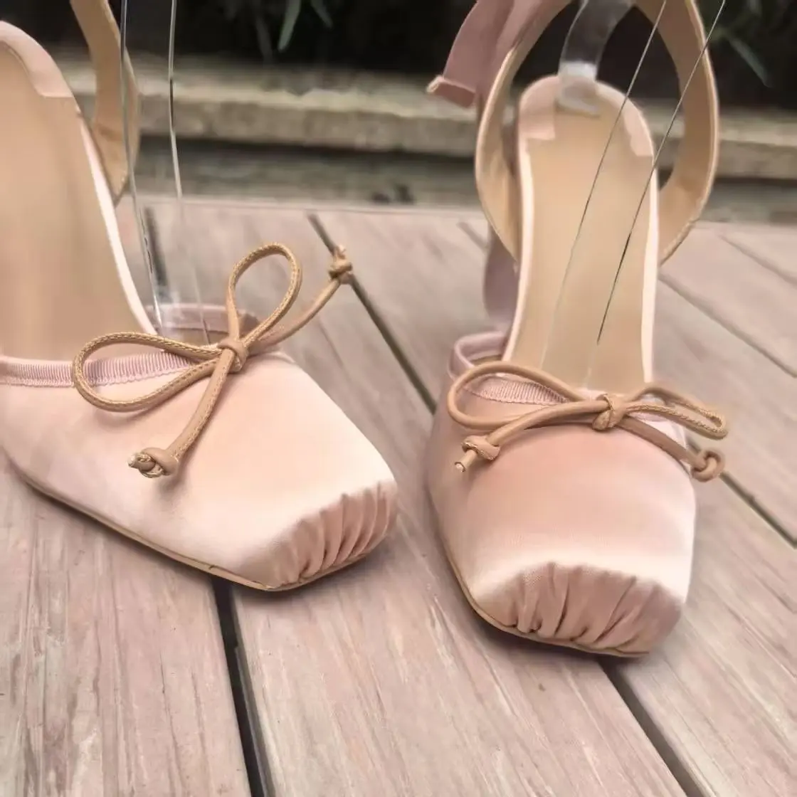 

Ankle Strap Lace-Up Ribbon Single Shoes Female Summer Elegant Lady High Heels Dressing Party Pink Color Silk Satin Women Sandals