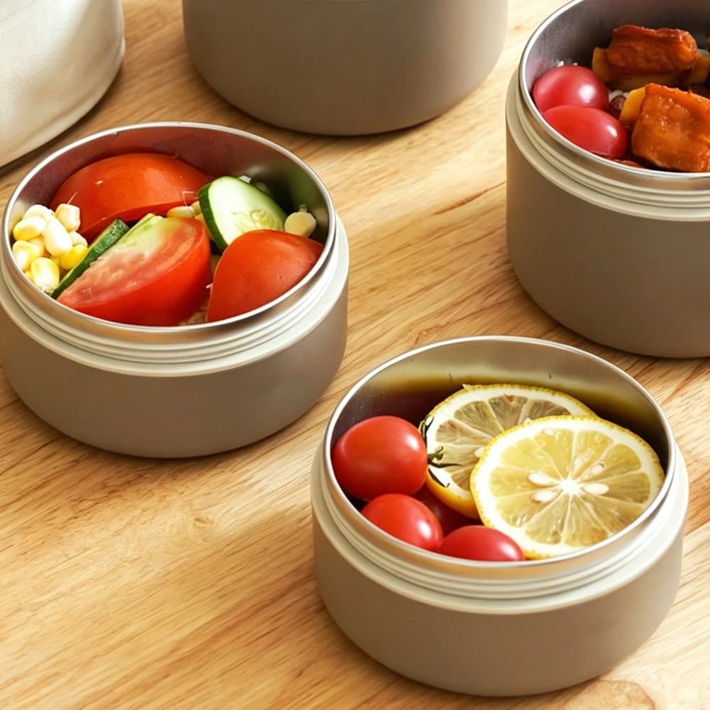 2 Pcs Stainless Steel Thermal Lunch Box Set Leak Proof Microwave Safe Food Container For Adult Office School