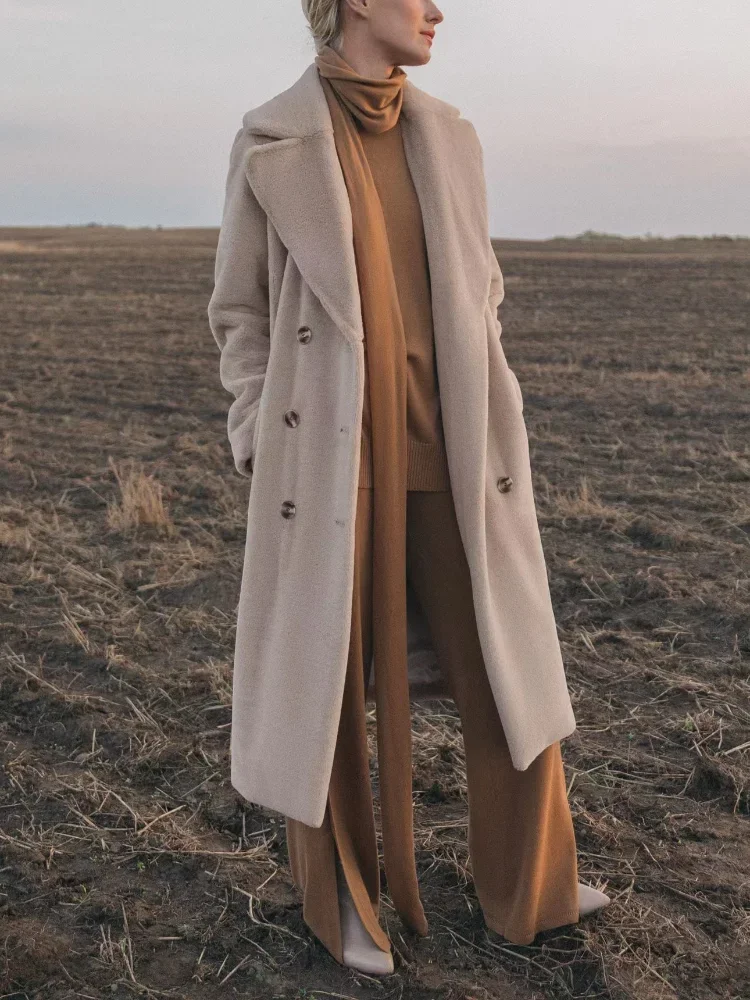 2025年新作 レディース 冬 無地 ロング フェイクミンク ファーコート 女性用 ファッション 長袖 ラペル シングルブレスト プラッシュ オーバーコート