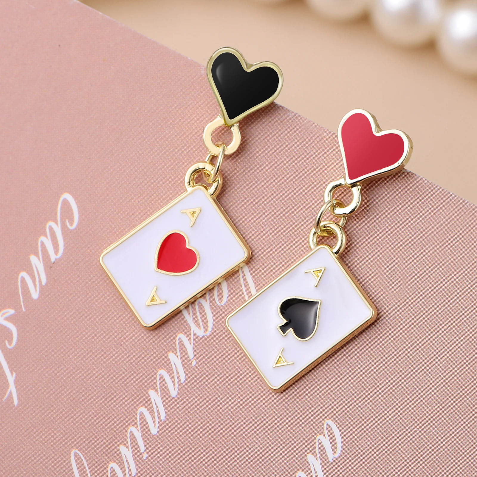 

Creative Heart Card Earrings Dangle Lightweight Alloy Women Heart Dangle Drop Earrings Funny Birthday Unique Drop