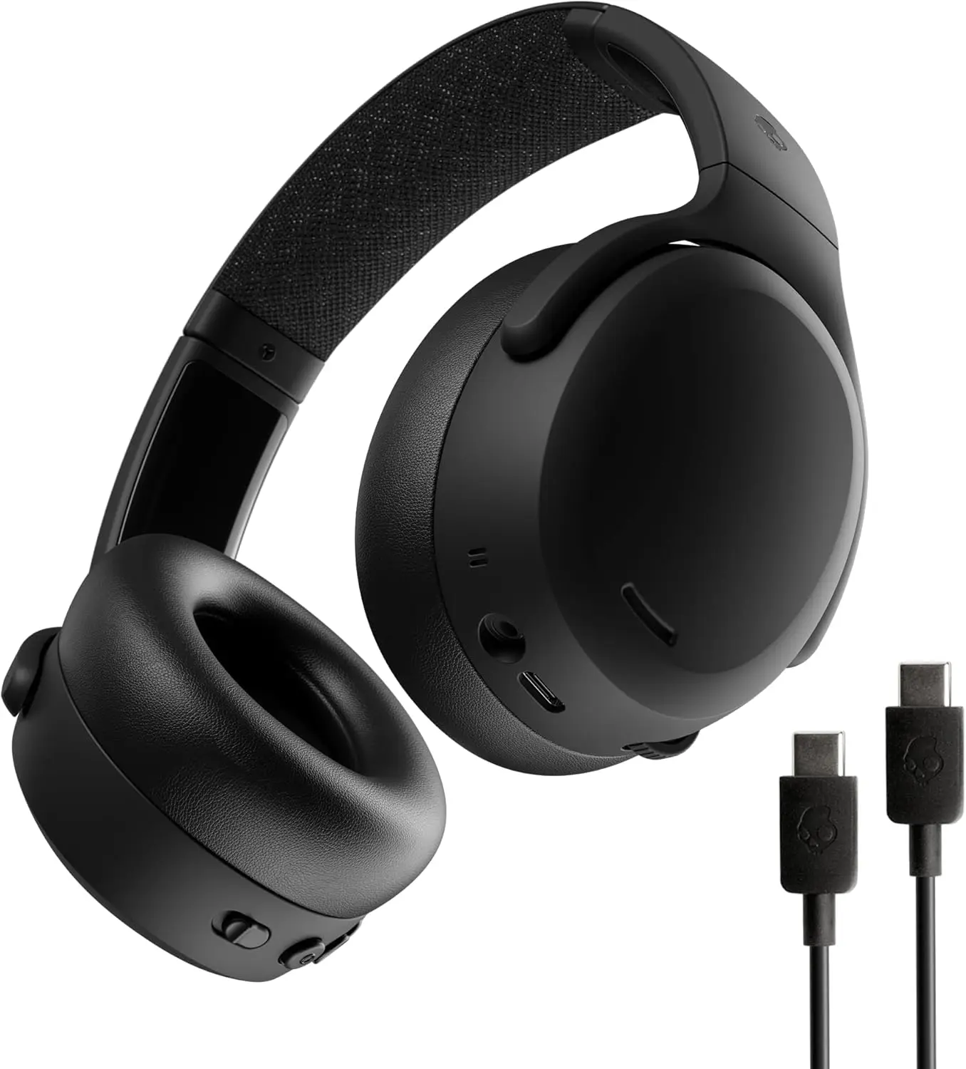 Wireless Over-Ear Bluetooth Headphones with ANC, 60H Battery, Multi-Sensory Bass, USB-C Cable - True Black
