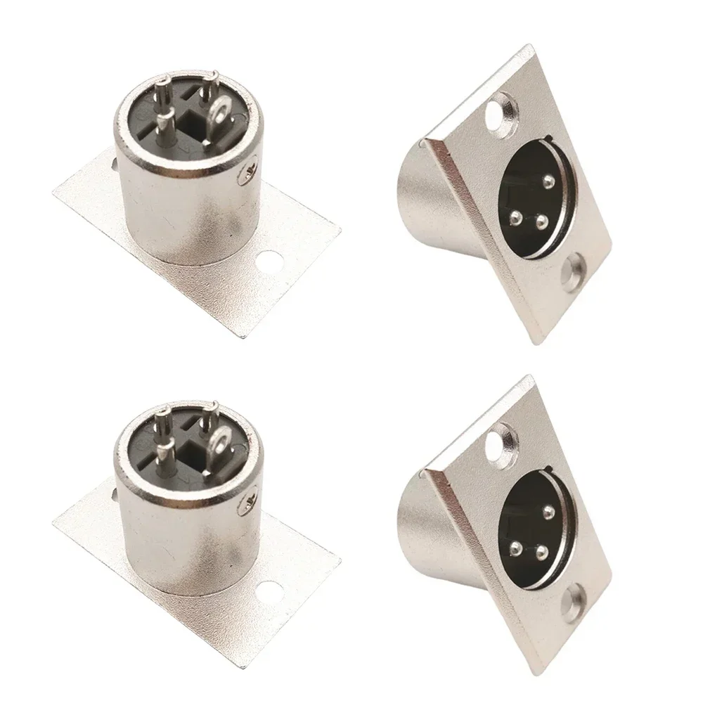 Studio-Grade 4 PCS 3-Pin XLR Panel Mount Connectors, Male & Female Jack Socket Wall Plate Durable Studio Equipment Plug & Socket
