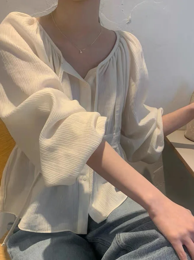 2025 New Fair Damen irt Schönes Taillen-Cinching-Design ort Sle Frühherbst Trendy Top Layered Kleidung