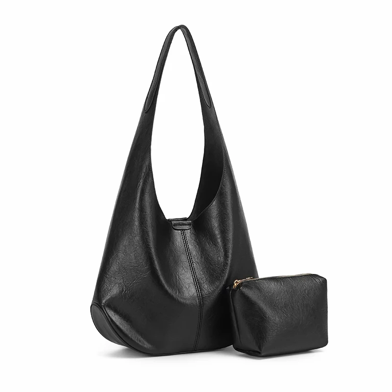 

New Style 2-Piece Minimalist Solid-Color Ladies' Large-Capacity Tote Bag - Handheld & One-Shoulder