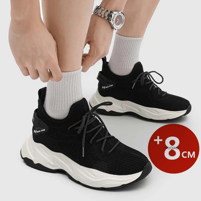 

Men 8cm Invisible Height Boost Casual Shoes Summer Mesh Breathable Elevator Sneakers Non Slip Soft Daily Comfort Walking Shoes
