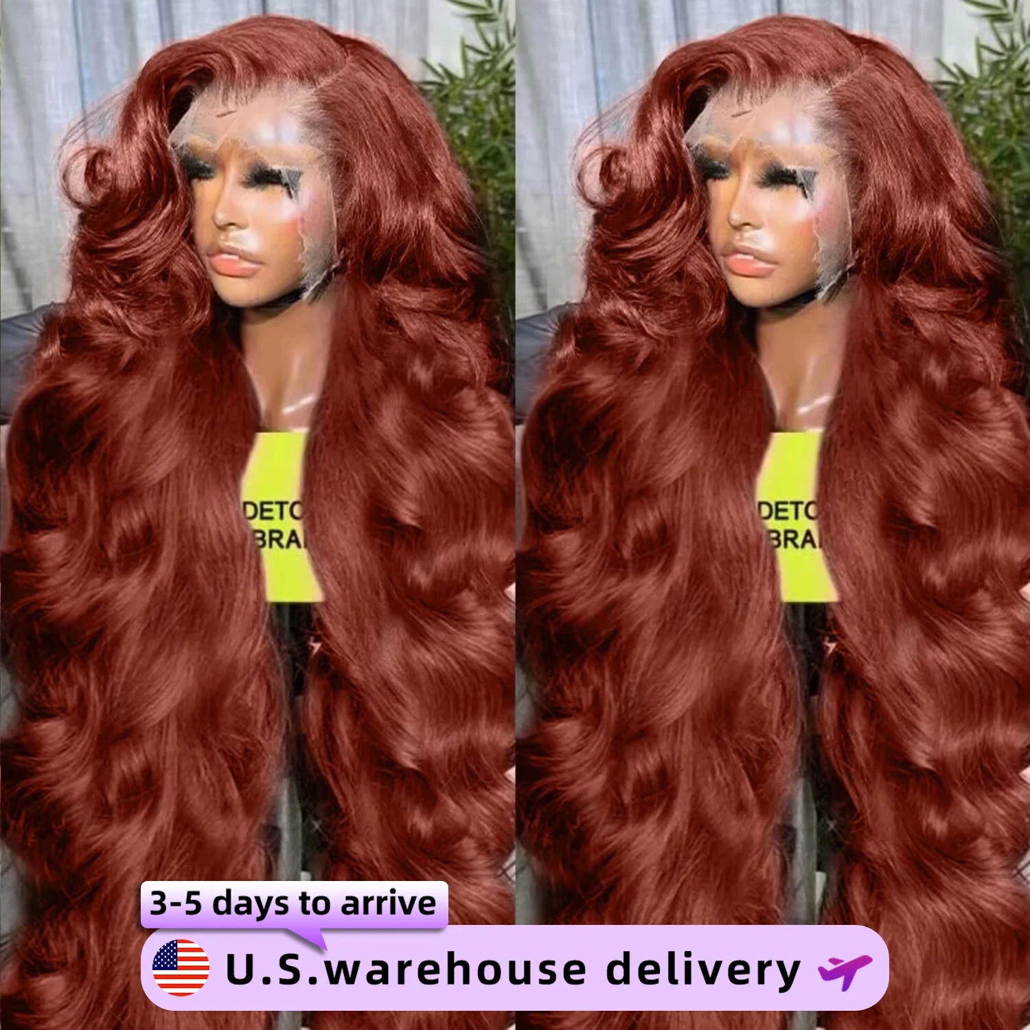 

250% Density 13x6 HD Lace Frontal Human Hair Wig, Pre Plucked Reddish Brown Brazilian Wig, Natural Deep Wave Front Wig for Woman