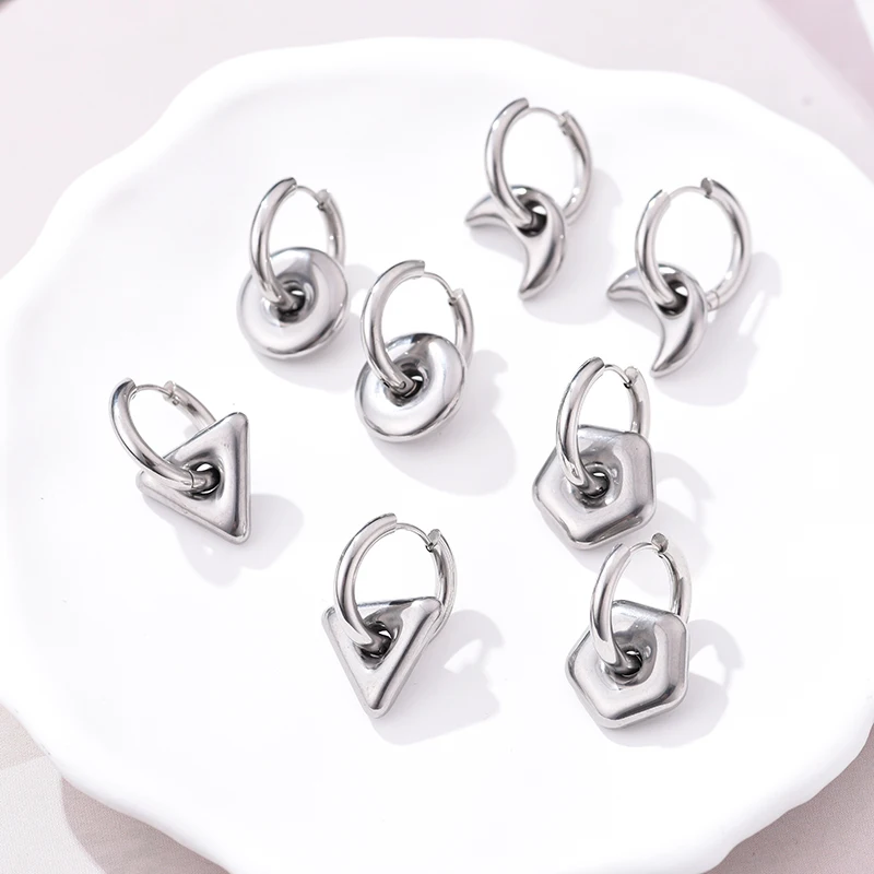 Klassische Edelstahl-Herz-Stern-Creolen für Frauen, Punk Hip Hop Gold Silber Farbe Y2K Schmuck Damen Ohrringe Oorbellen – Detail 28