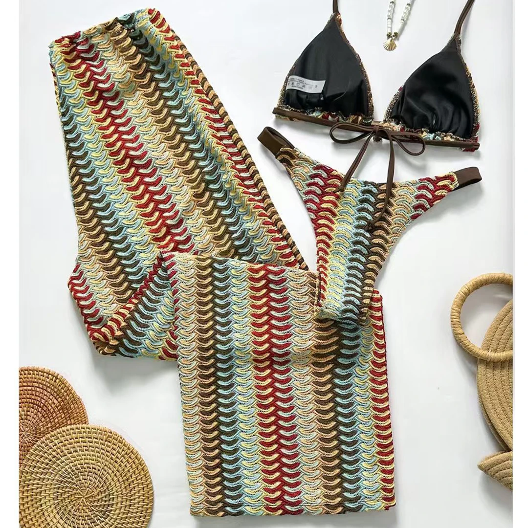Sexy Halter Bikini Set with Pants Women Swimsuit Brazilian Bathing Suit Triangle Top Swimwear Female Swimming Suit Beachwear