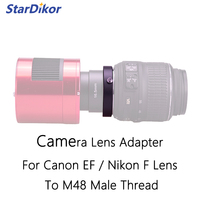 StarDikor Camera Lens Adapter For Canon EF / Nikon F Lens To M48 Male Thread Adapter To ZWO QHY Astronomical Camera 294 533 2600