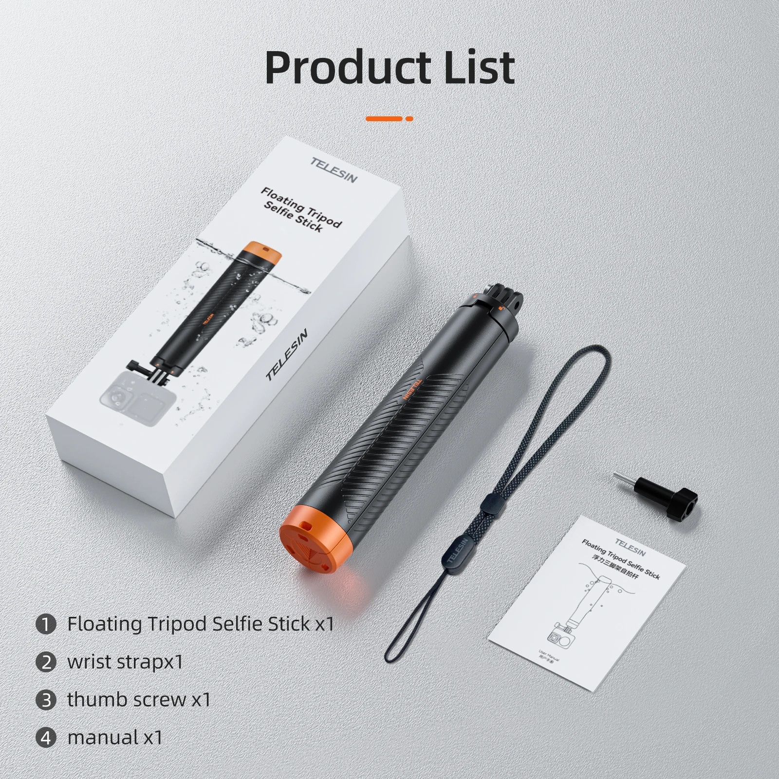 TELESIN Onderwater Drijfvermogen bar Duiken Uitschuifbare Selfie Stick Statief Voor Gopro Insta360 DJI OSMO Actie Camera Accessoires - afbeelding 1
