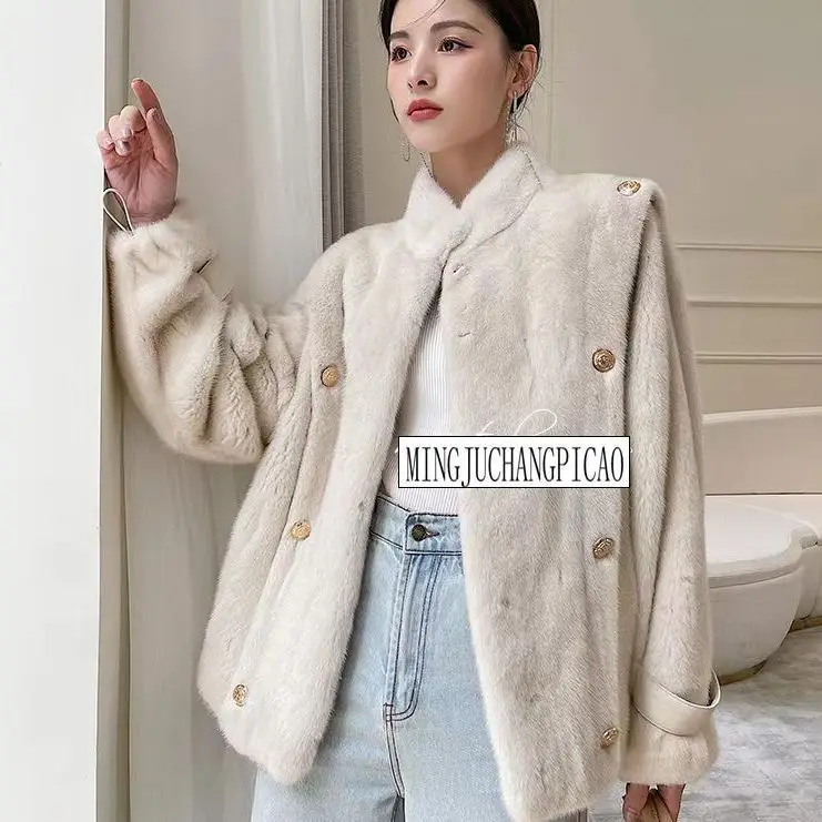 Korea Women'S Coat Imitation Mink Fur Jacket Loose Senior Sense Outer Wear Coat Warm Temperament Women'S Fur Coat