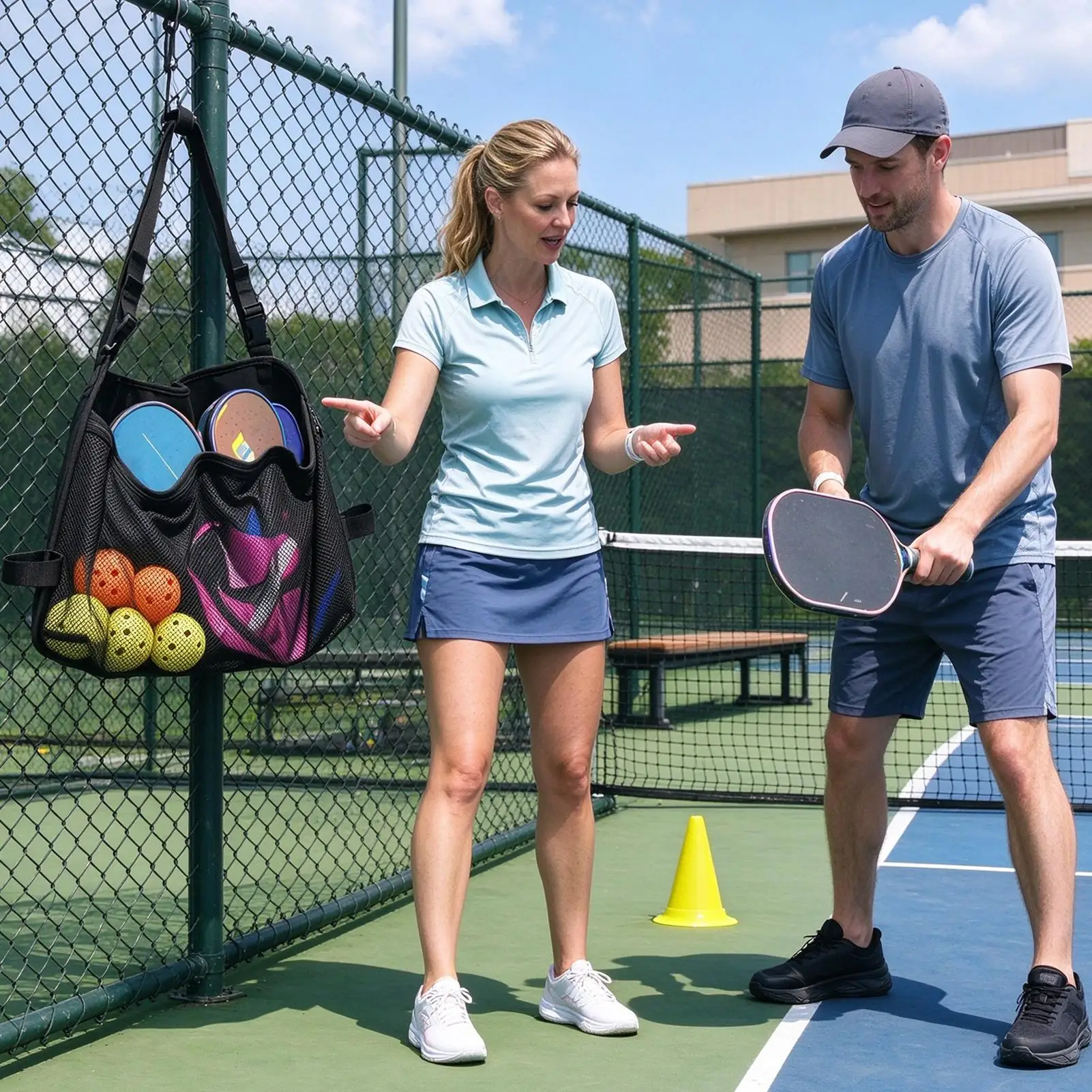 Pickleball Paddle Case Foldable Portable Mesh Pocket Storage Tote Pickleball Gear Carrying Case For Women Men Pro Beginner Gym