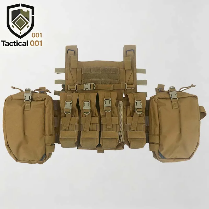 Wolf Brown Tactical Chest Hang Detachable Chest Rigs Style Vest with Pouches Airsoft Painball Combat Gear