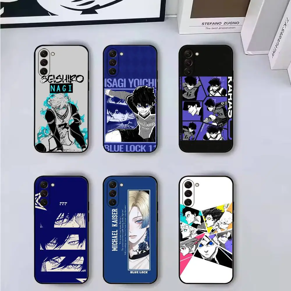 Anime B-Blue L-Lock Phone Case For Samsung Galaxy A73,A72,A71,A70,A53,A52,A51,Soft Silicone Black Cover