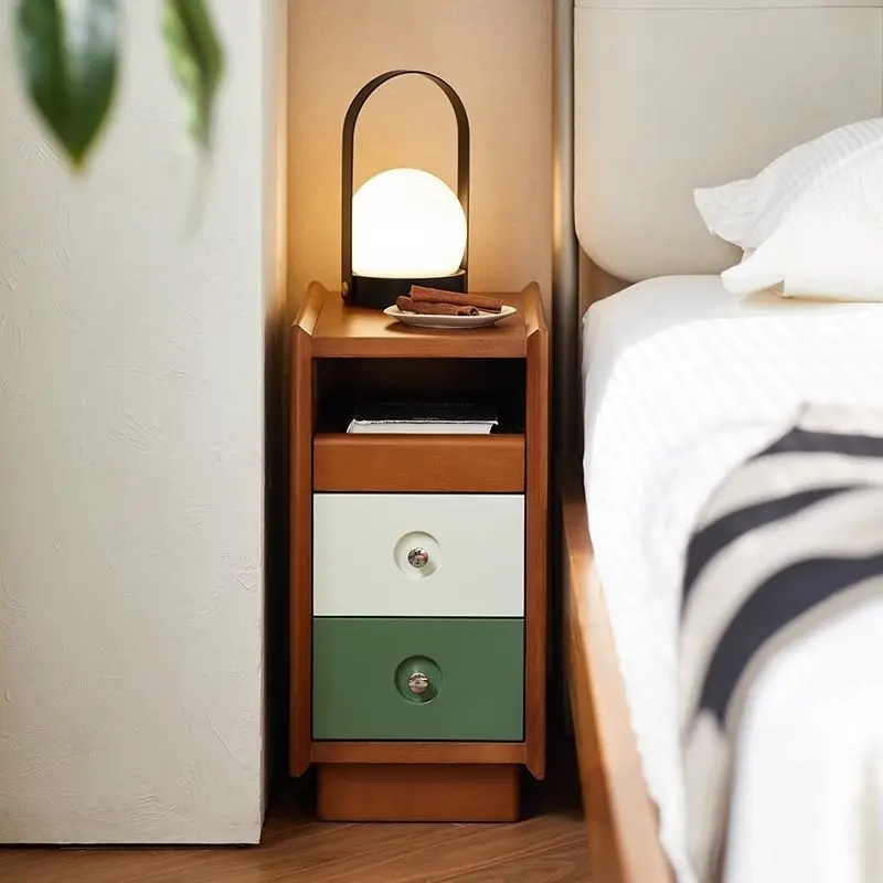 

Bedside table retro style solid wood bedside table simple small apartment bedroom bedside storage small cabinet