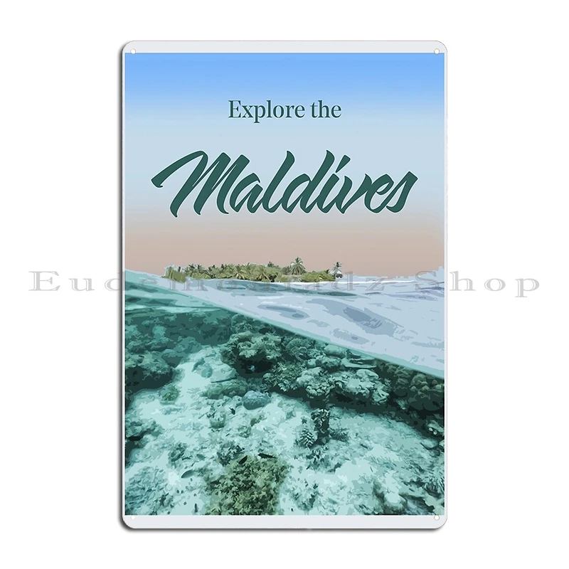 زيارة جزر المالديف لوحة معدنية ملصق جدار جدارية جدارية اللوحات الكلاسيكية جزر المالديف السفر تين تسجيل الملصقات #5
