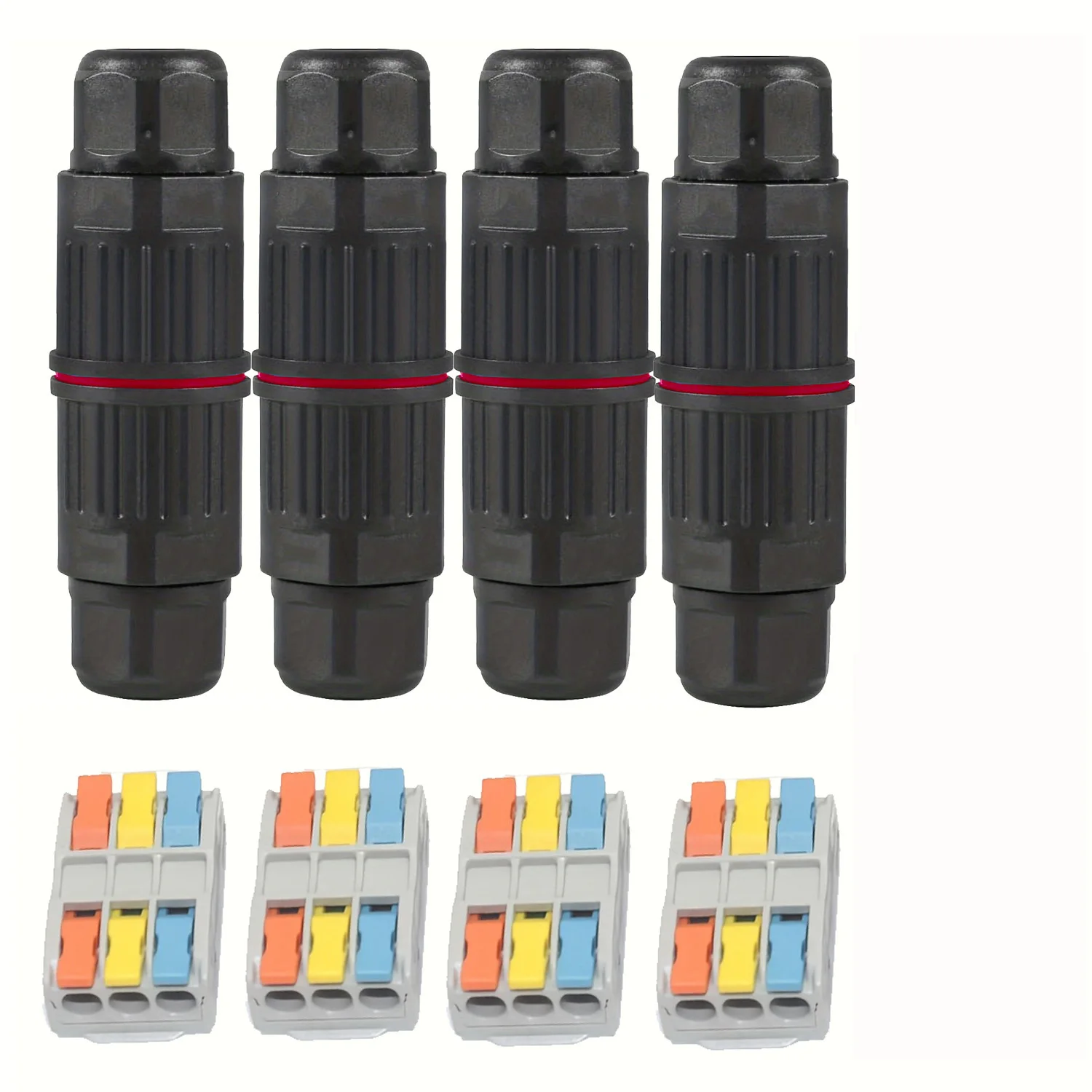 4 stuks waterdichte aansluitdoos, 2/3-weg buitenkabelconnector, Ip68 waterdichte draadconnector kabelbereik Ø3.5-10mm - afbeelding 1