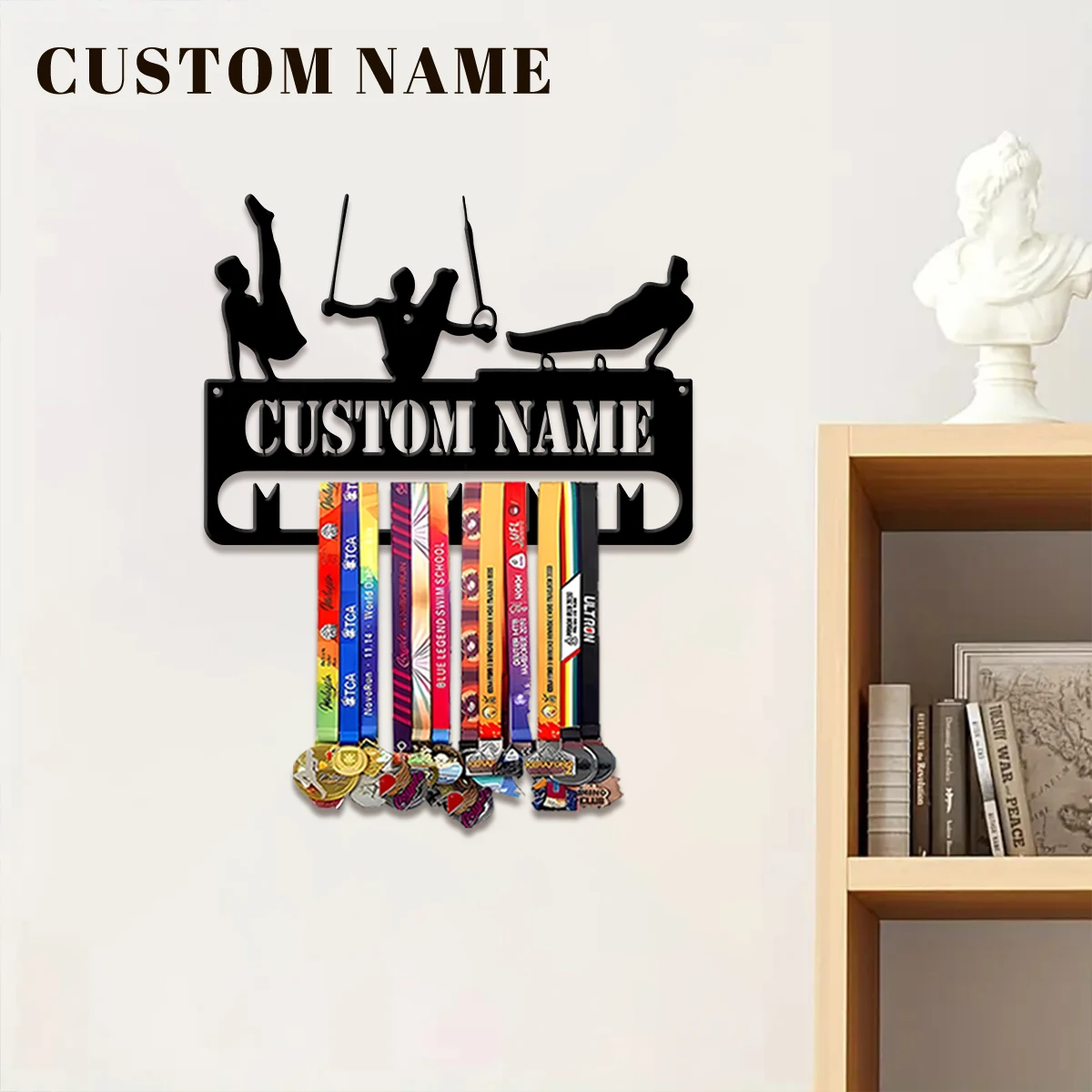 1pc Custom Fitness Metal Medal Hanger Holder,Personalized Football Number Medal Display Rack for Sports Awards,Home Decor Gift view 2