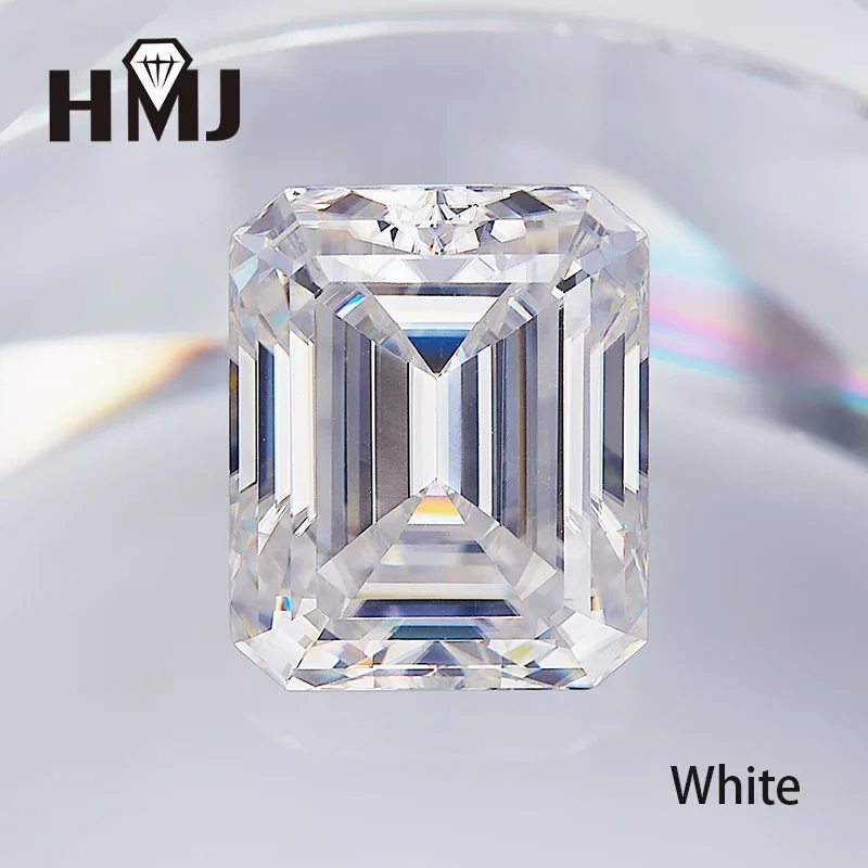 HMJ Wholesale Price Moissanite Stone Emerald Cut D Color Blue Green VVS1 With GRA Certificate 0.5ct-10ct GemstonesChams For Jew