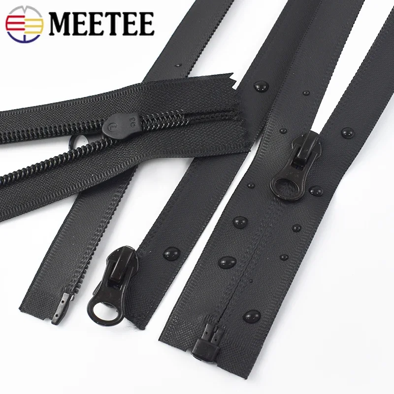 Meetee 2pcs 5# Nylon Waterproof Zippers 15/18/20cm Close-End 40-150cm Open-End DIY Jacket Bag Zip Repair Sewing Accessories