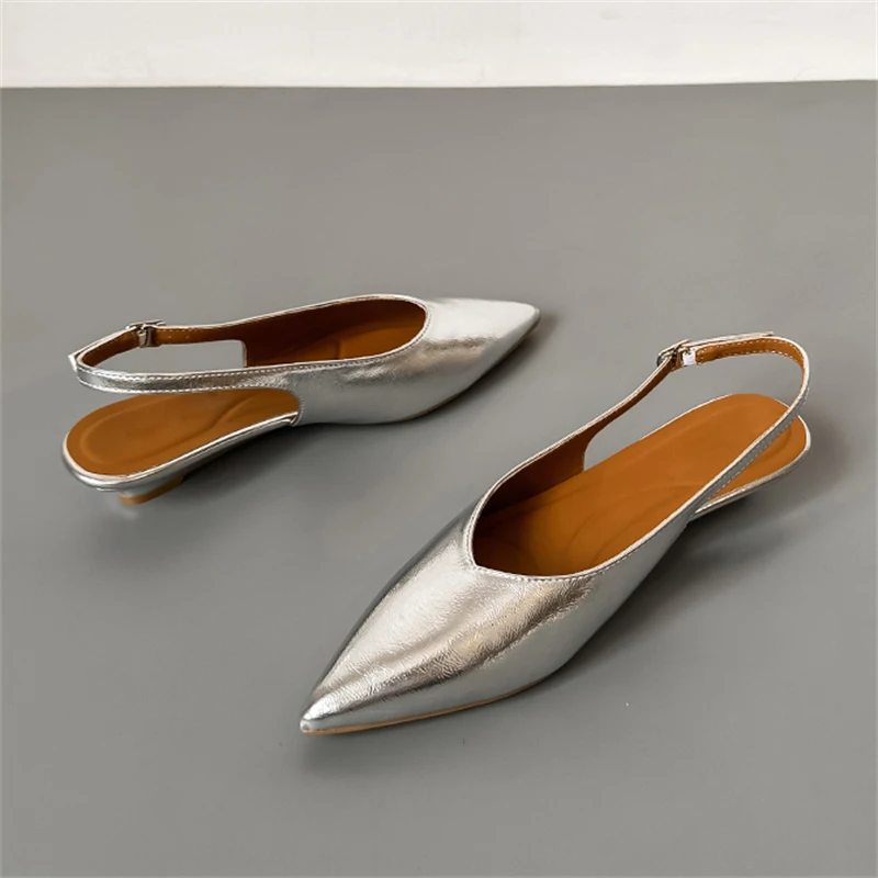 Eilyken Sommer Frühling Damen Pumps Elegante Schnallenverschluss Spitze Zehe Niedrige Absätze Party Kleid Damen Sandalen Mule Schuhe