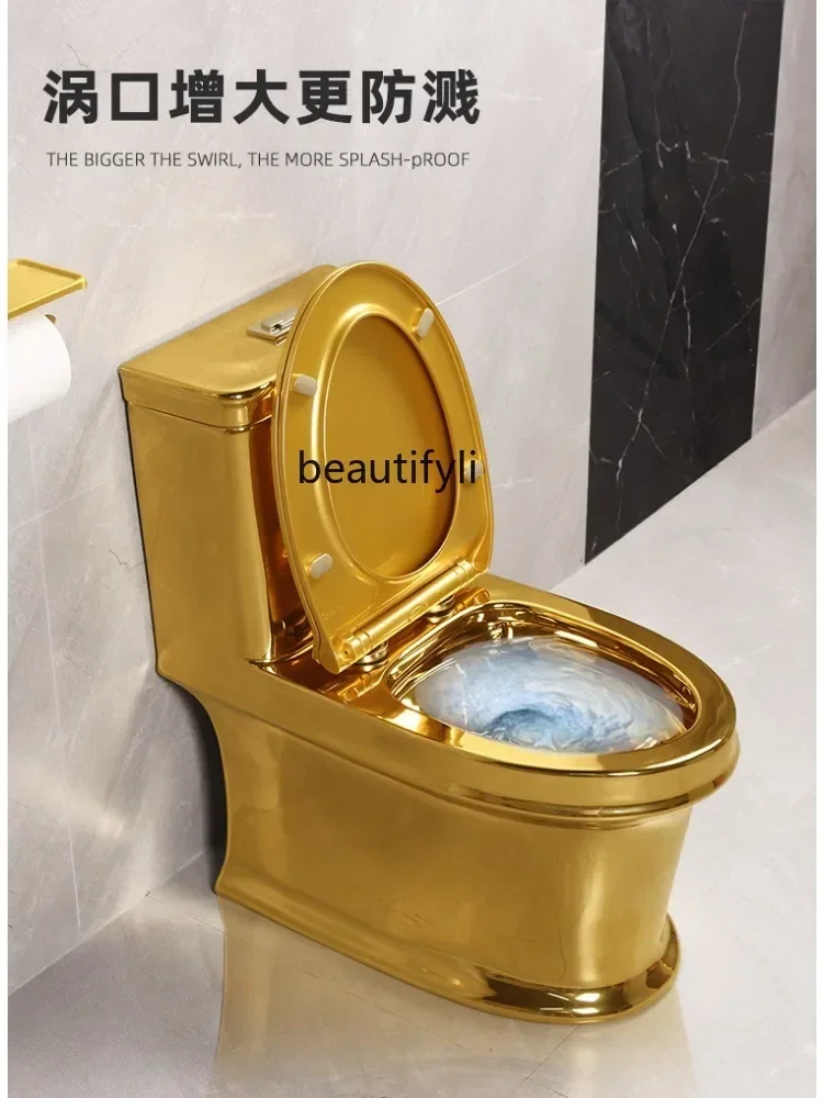 Ceramic Siphon European-Style Golden Toilet Mute Toilet Deodorant Luxury Gold 8.0 Large Pipe Pumping Toilet